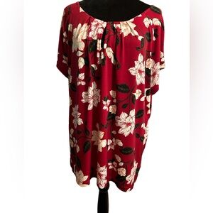 Liz Claiborne red floral career top. Size XL